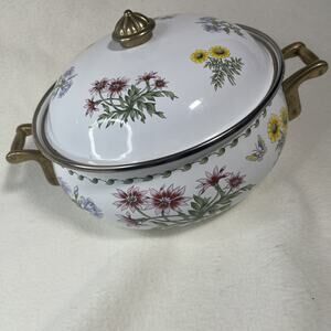 1980s Regency Club Cooks Corner 2 Handled Enamelware Soup Casserole w/Lid 3 Qt